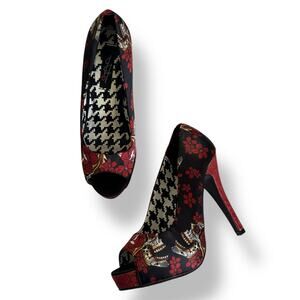 Iron Fist Slow Dance Platform High Heels Women’s sz 6 Open Toe Pin Up Rockabilly